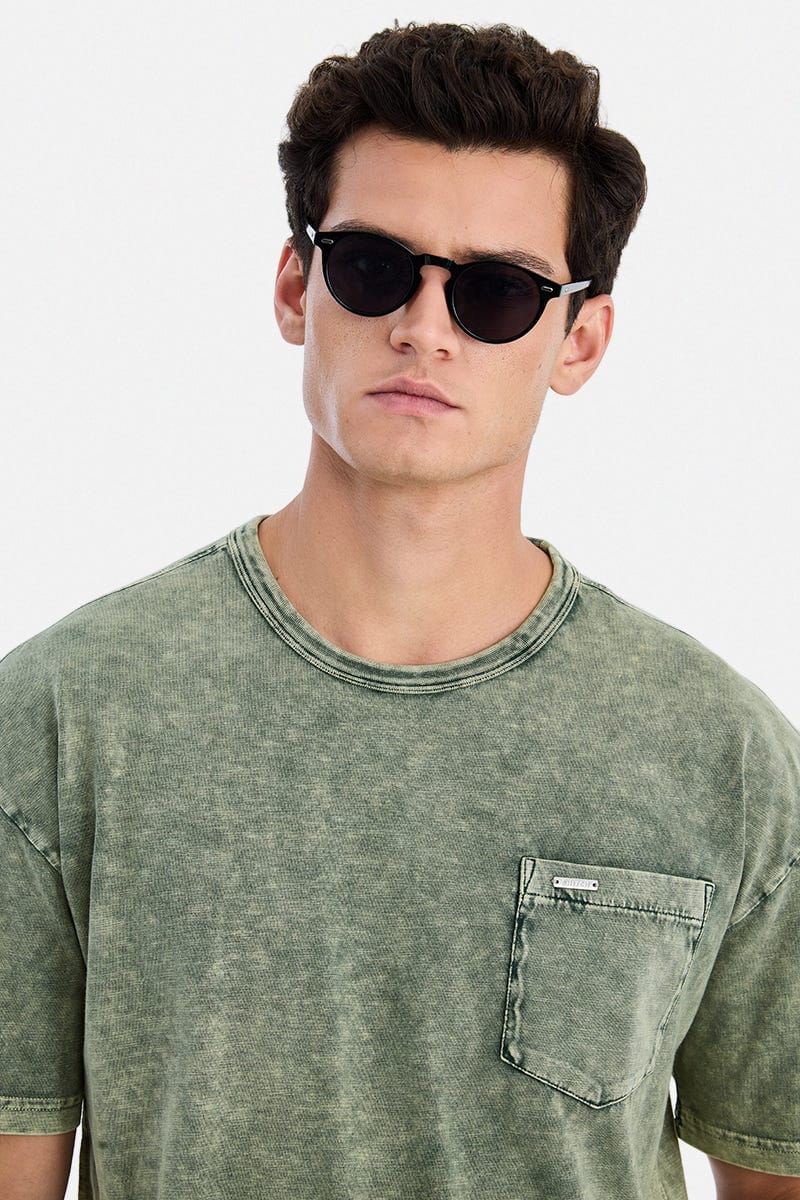 100% cotton Vintage Sage Pocket Tee